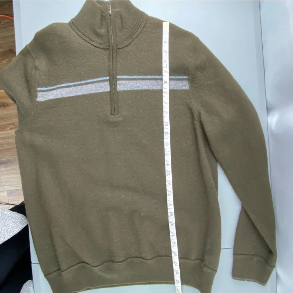 Banana Republic Men's Brown Wool 1/4 Zip Sweater, Large